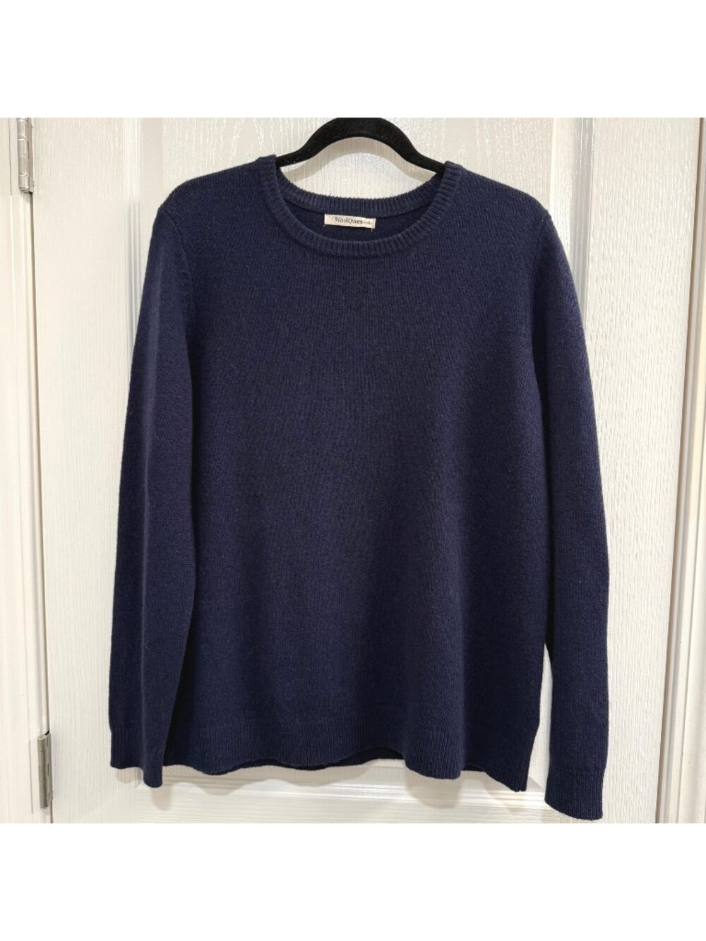WoolOvers Pure Lambswool Dark Navy Blue Crewneck Sweater Size L